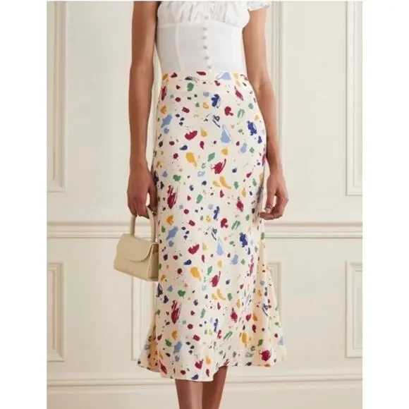Reformation Bea Midi Skirt in Painted Lady Womans 8 - Picture 1 of 12